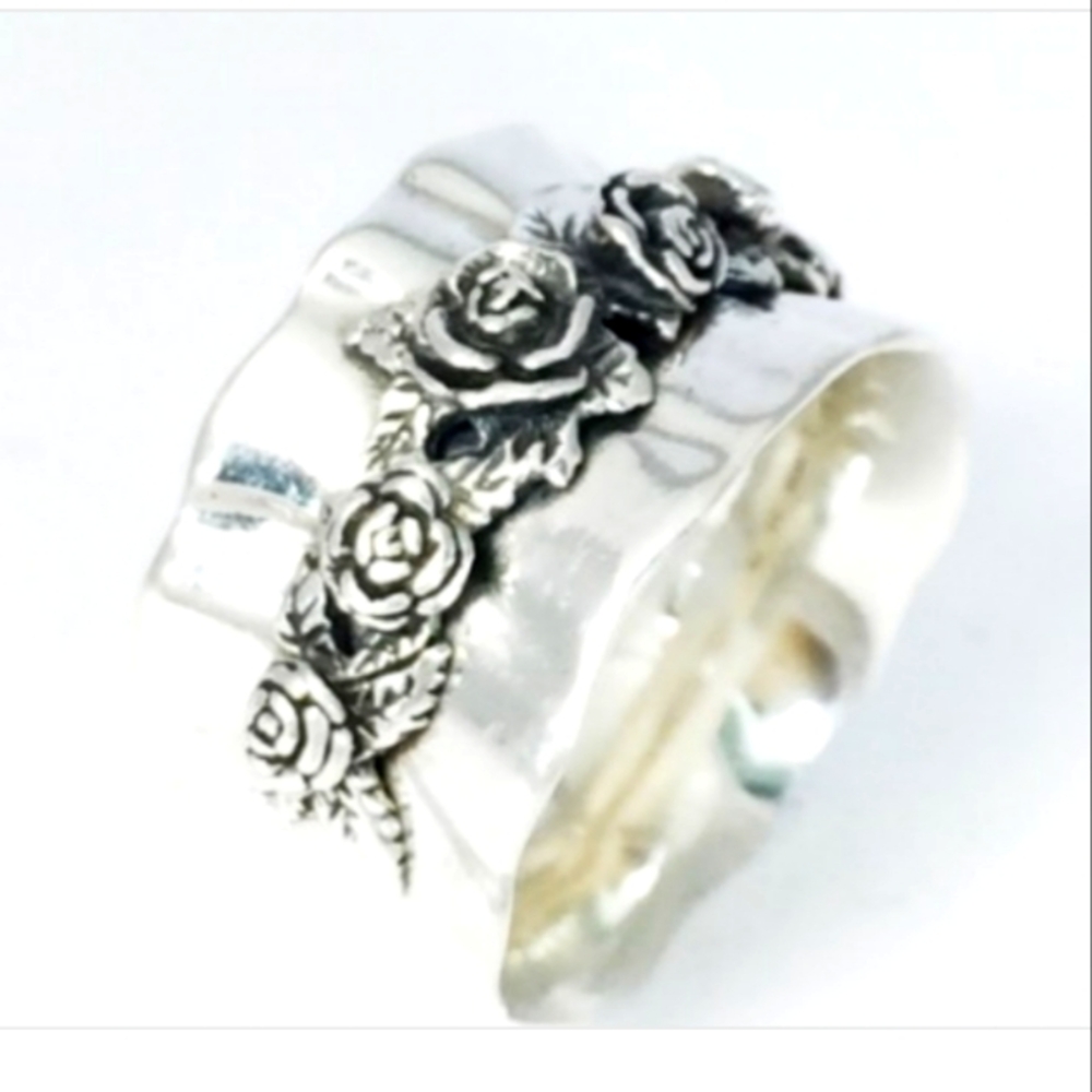 RL Ralph Lauren Repousse Sterling Silver Israel Wide Band